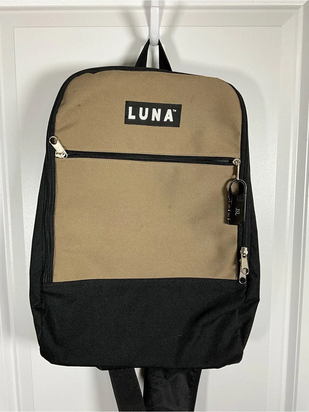LUNA Travel Backpack Unisex Tan and Black Everyday Backpack